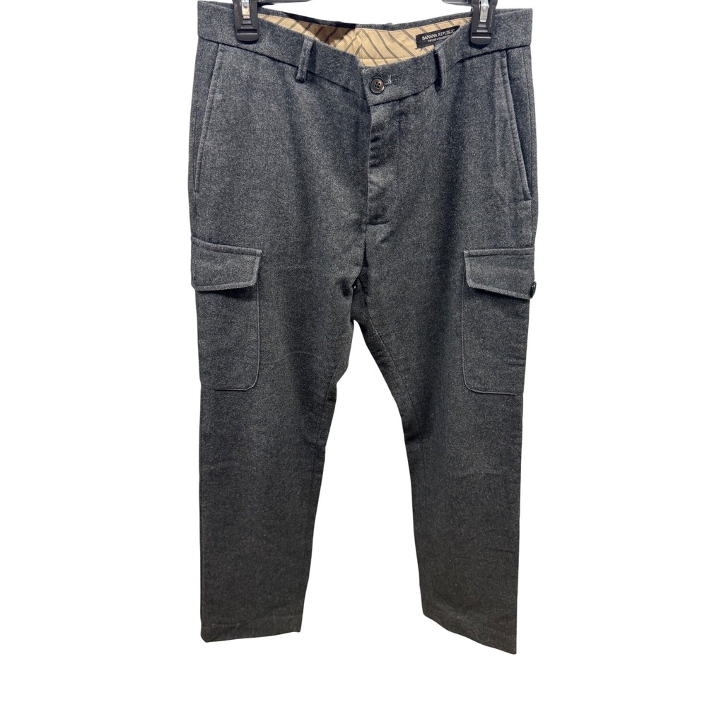 Banana Republic Mens Vintage Straight Fit Wool Blend Knit Cargo Pants Gray 33/34